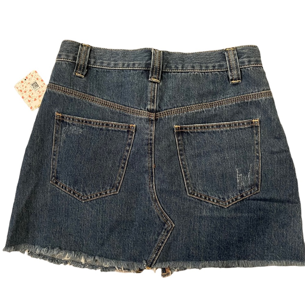 NWT* Free People Blue Sidecar Denim Mini Skirt Saratoga Blue Women's Size 25 - Picture 5 of 7